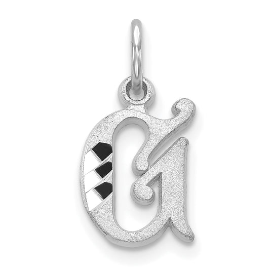 10K White Gold 10Kw Diamond-Cut Initial G Charm