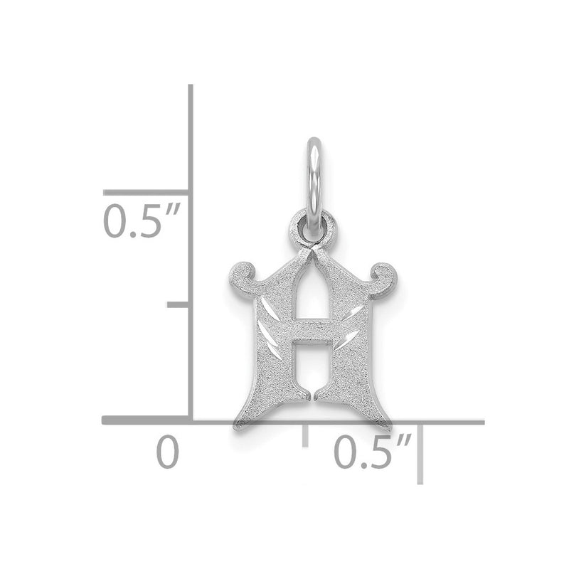 10K White Gold 10Kw Diamond-Cut Initial H Charm