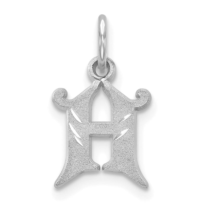 10K White Gold 10Kw Diamond-Cut Initial H Charm