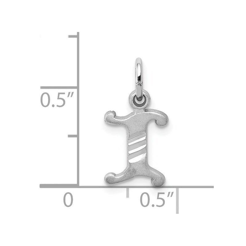 10K White Gold 10Kw Diamond-Cut Initial I Charm