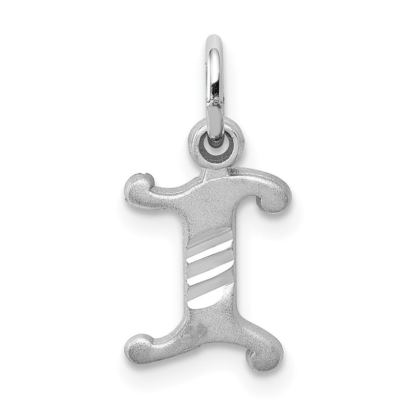 10K White Gold 10Kw Diamond-Cut Initial I Charm