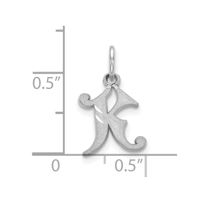 10K White Gold 10Kw Diamond-Cut Initial K Charm