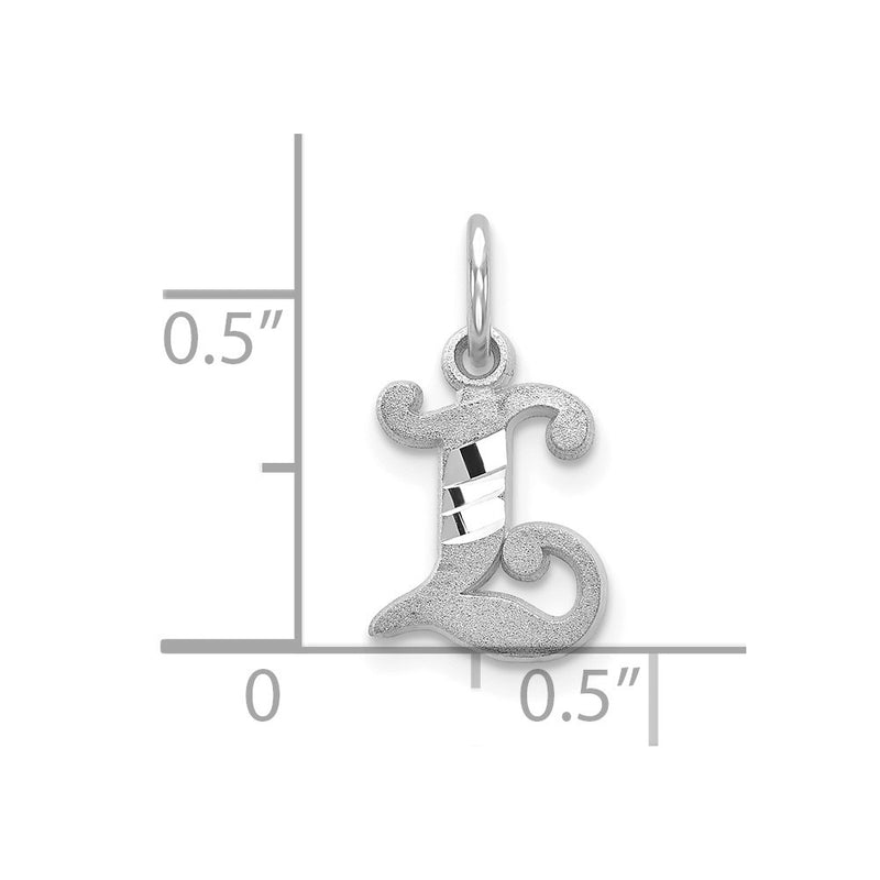10K White Gold 10Kw Diamond-Cut Initial L Charm