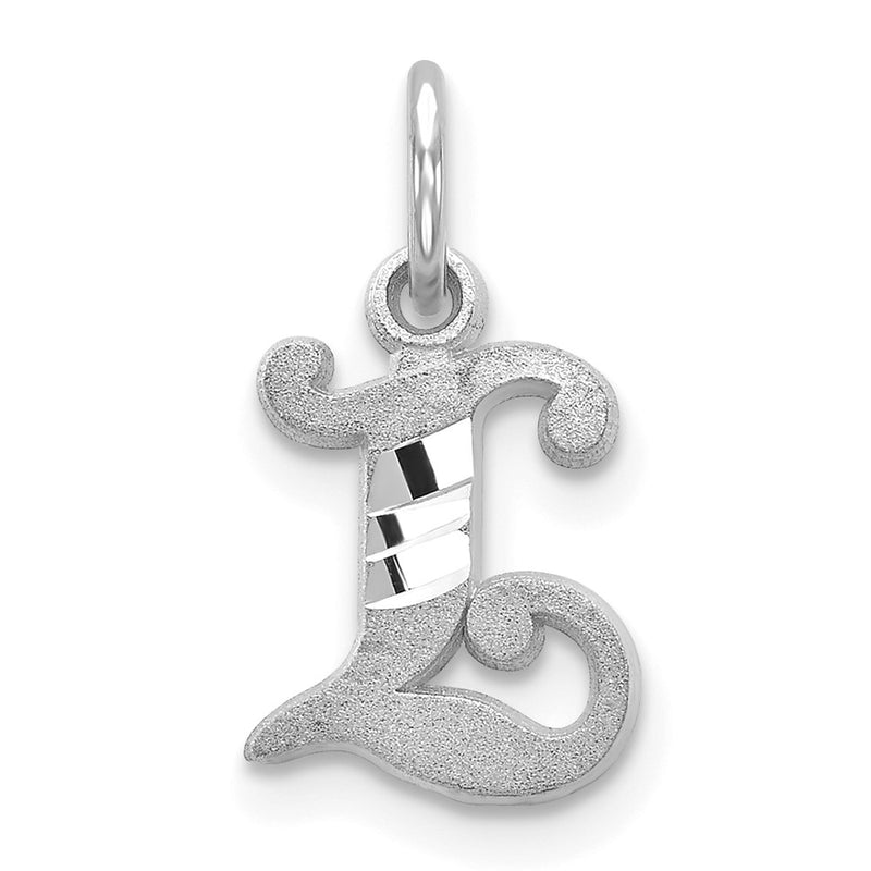 10K White Gold 10Kw Diamond-Cut Initial L Charm