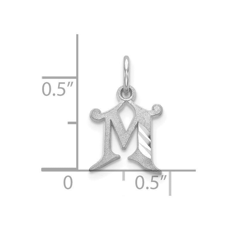 10K White Gold 10Kw Diamond-Cut Initial M Charm