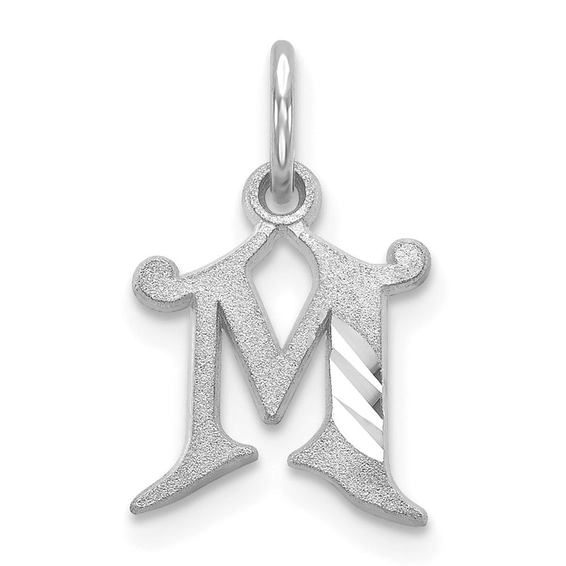 10K White Gold 10Kw Diamond-Cut Initial M Charm
