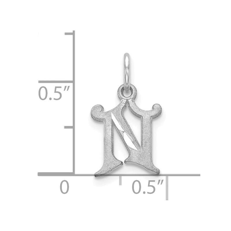 10K White Gold 10Kw Diamond-Cut Initial N Charm