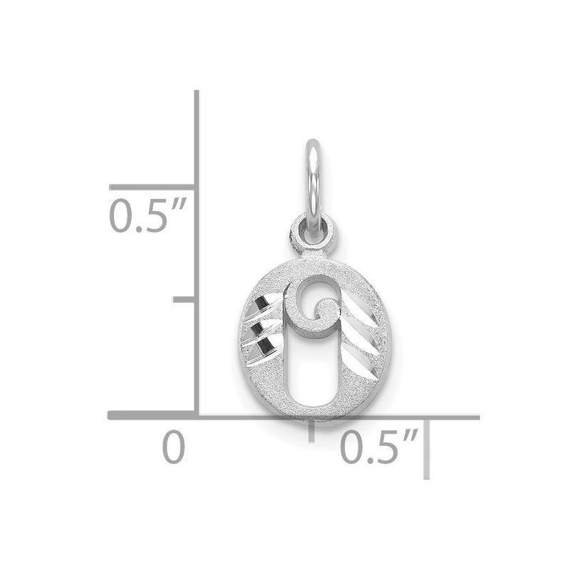 10K White Gold 10Kw Diamond-Cut Initial O Charm