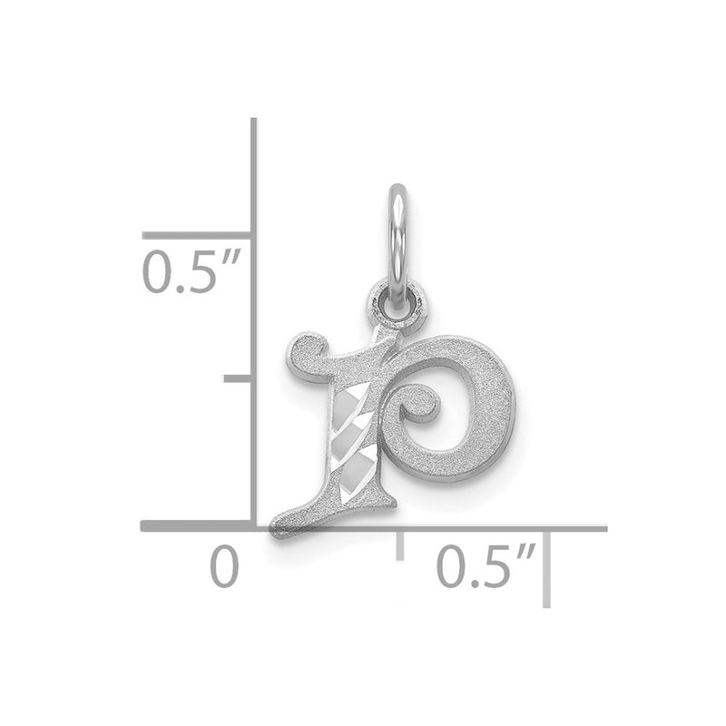 10K White Gold 10Kw Diamond-Cut Initial P Charm