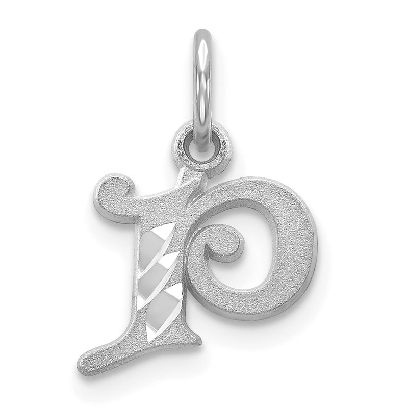 10K White Gold 10Kw Diamond-Cut Initial P Charm