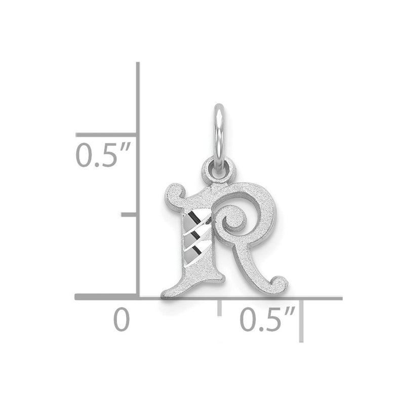 10K White Gold 10Kw Diamond-Cut Initial R Charm