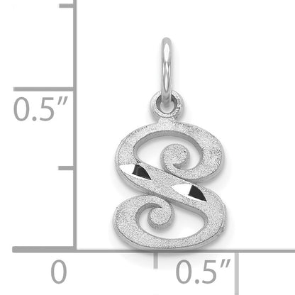 10K White Gold 10Kw Diamond-Cut Initial S Charm