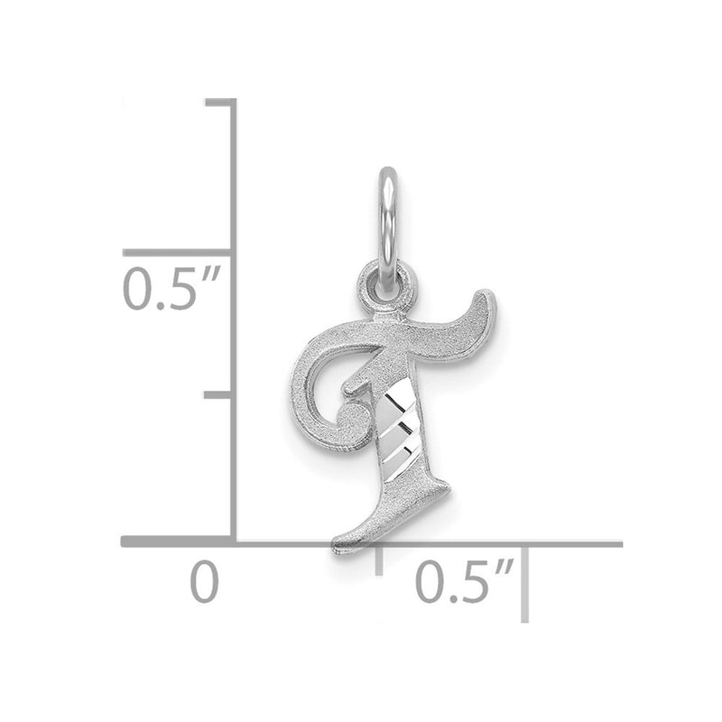 10K White Gold 10Kw Diamond-Cut Initial T Charm