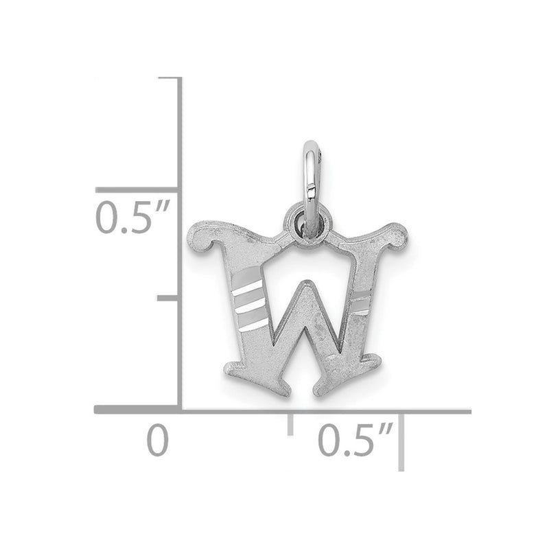 10K White Gold 10Kw Diamond-Cut Initial W Charm