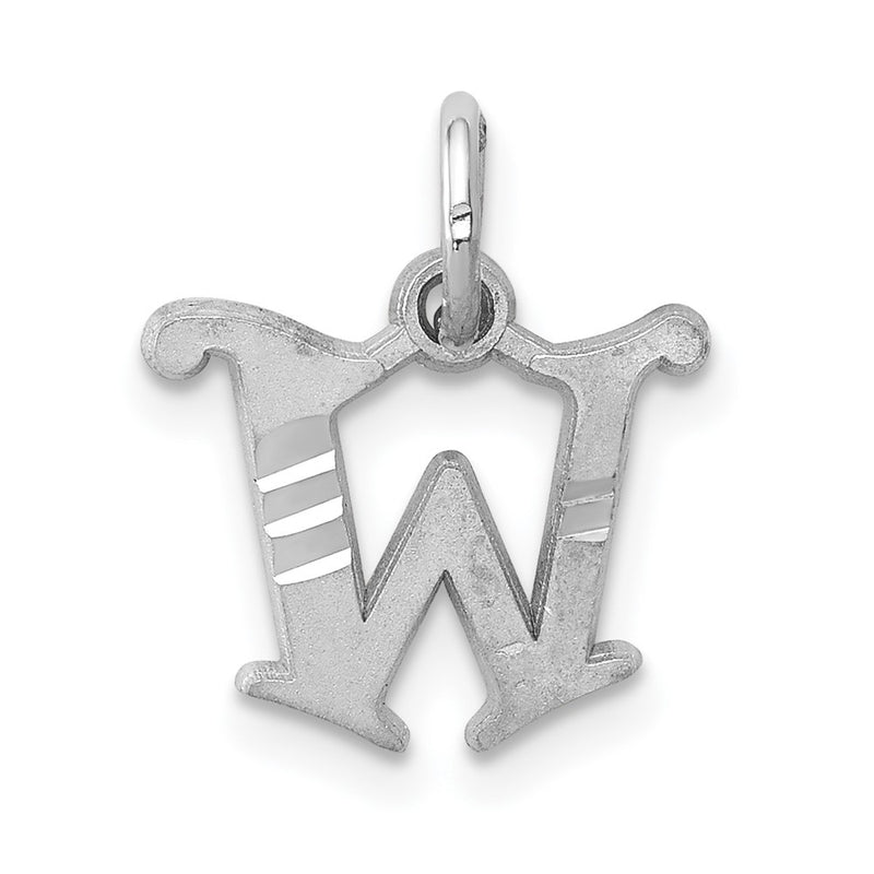 10K White Gold 10Kw Diamond-Cut Initial W Charm