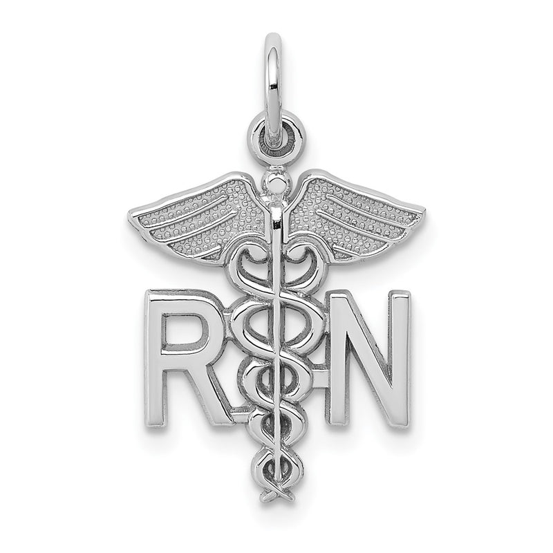 10K White Gold Registered Nurse Charm