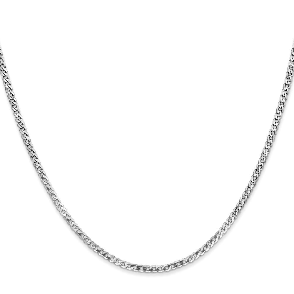 16 Inch 10K White Gold Wg 2.2mm Flat Beveled Curb Chain Necklace