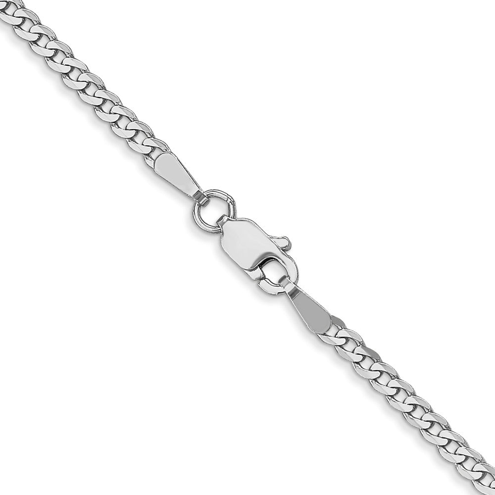 2 Inch 10K White Gold Wg 2.2mm Flat Beveled Curb Chain Necklace