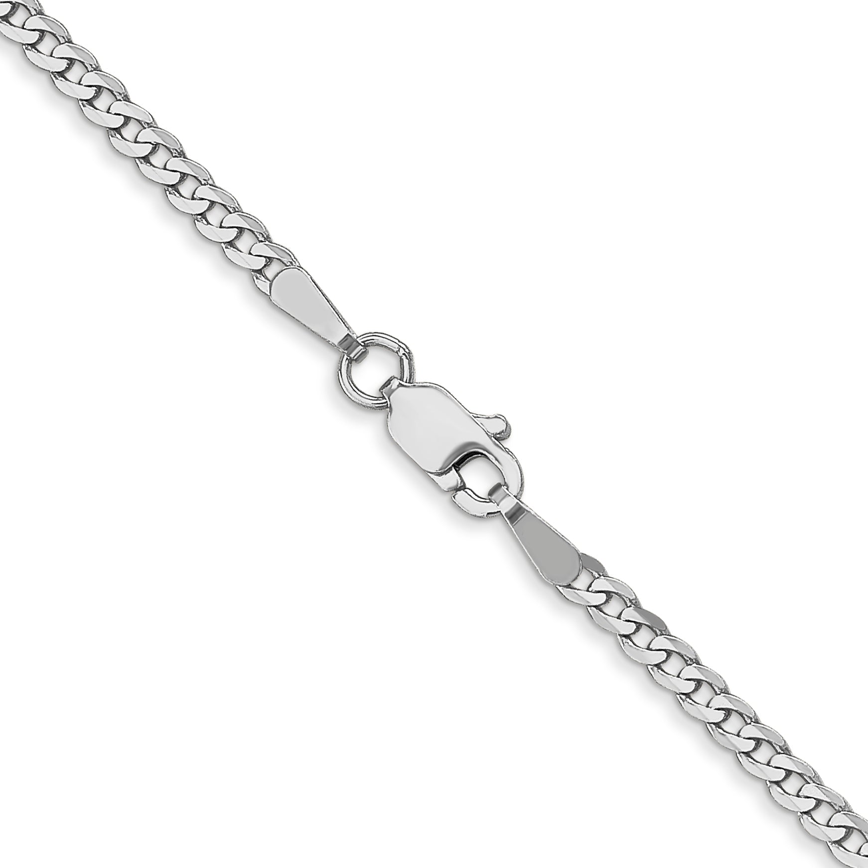 10K White Gold Wg 2.2mm Flat Beveled Curb Chain