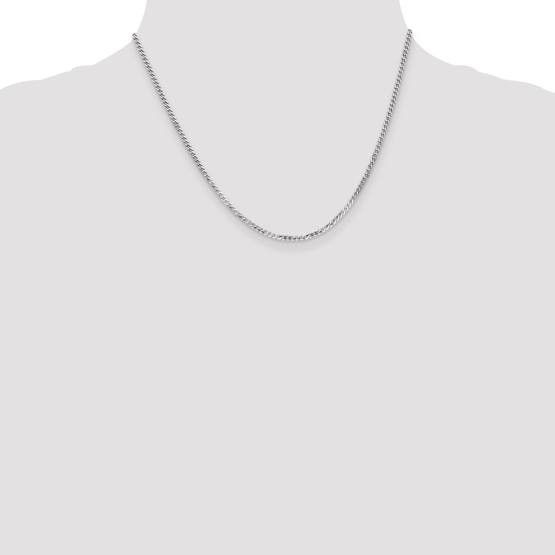 10K White Gold Wg 2.2mm Flat Beveled Curb Chain