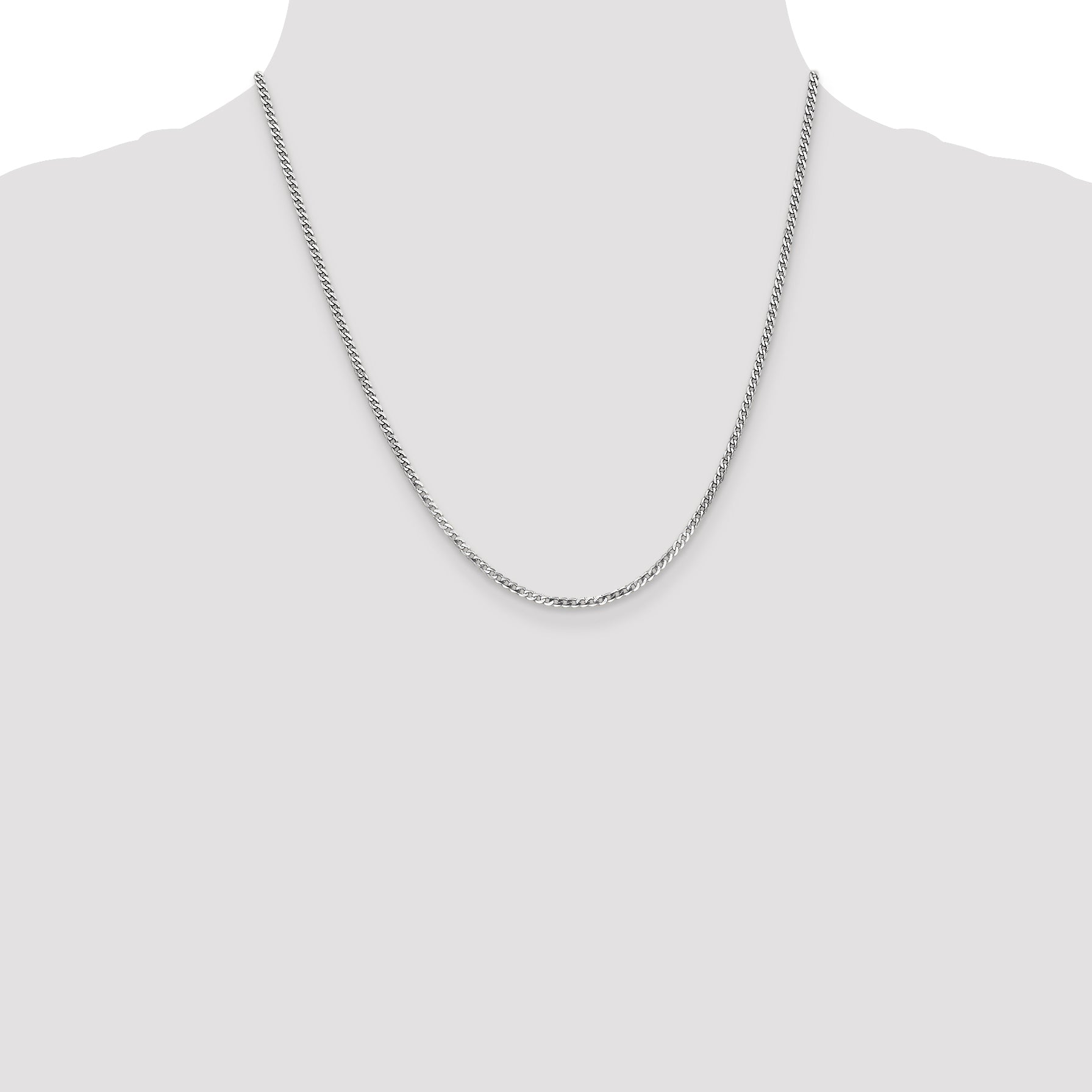 10K White Gold Wg 2.2mm Flat Beveled Curb Chain