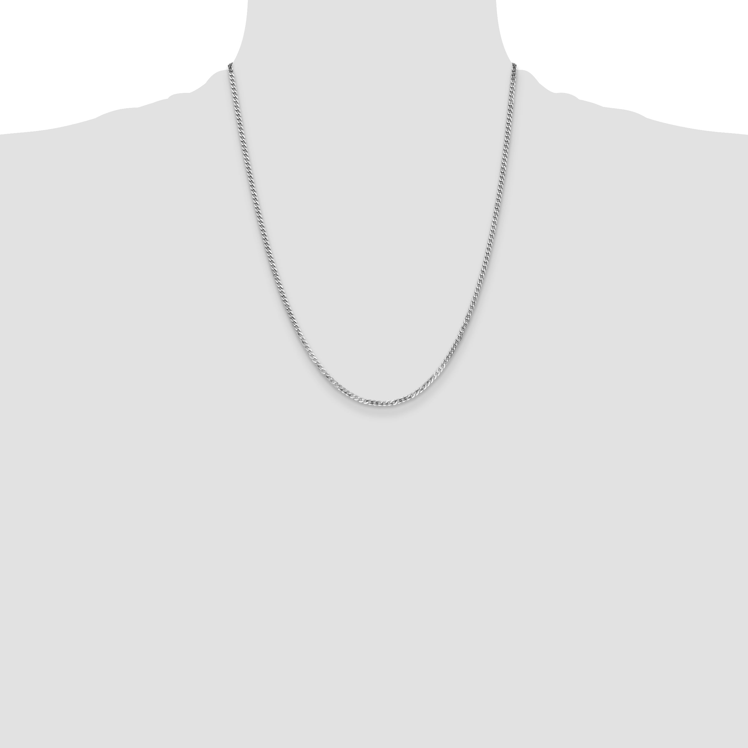 10K White Gold Wg 2.2mm Flat Beveled Curb Chain