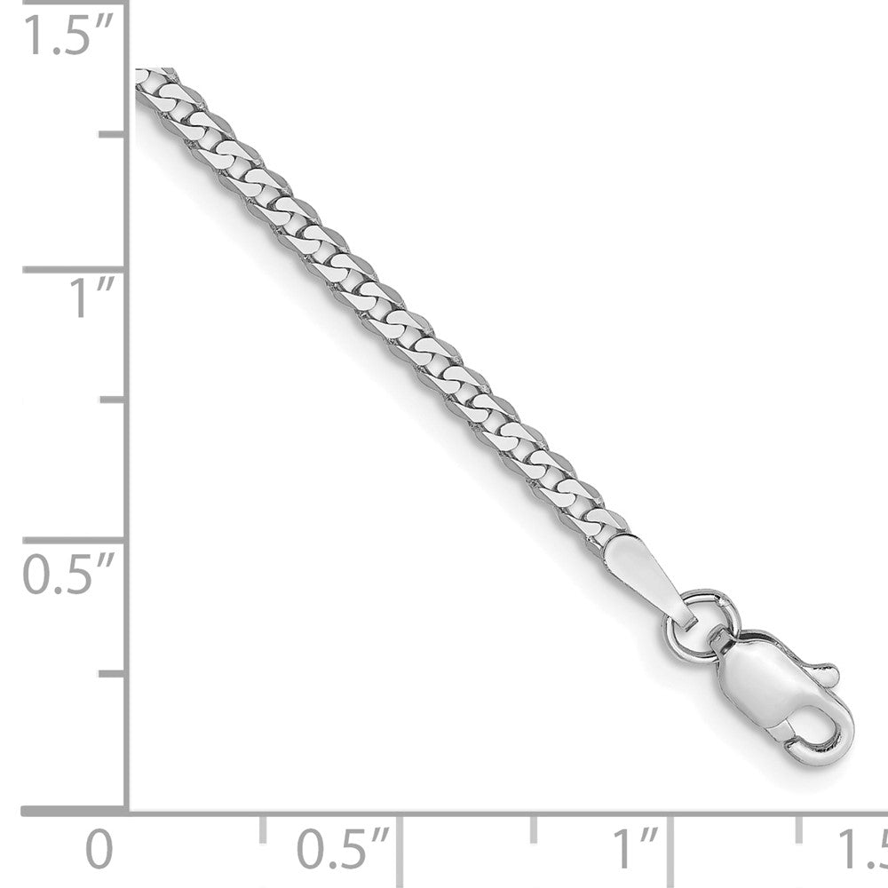 10K White Gold Wg 2.2mm Flat Beveled Curb Chain Bracelet