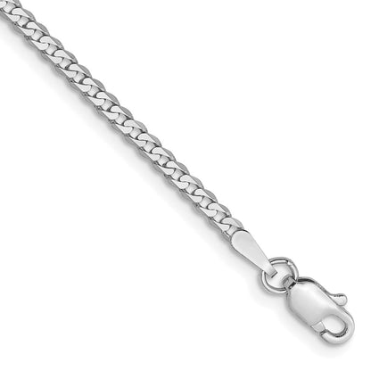 10K White Gold Wg 2.2mm Flat Beveled Curb Chain Bracelet