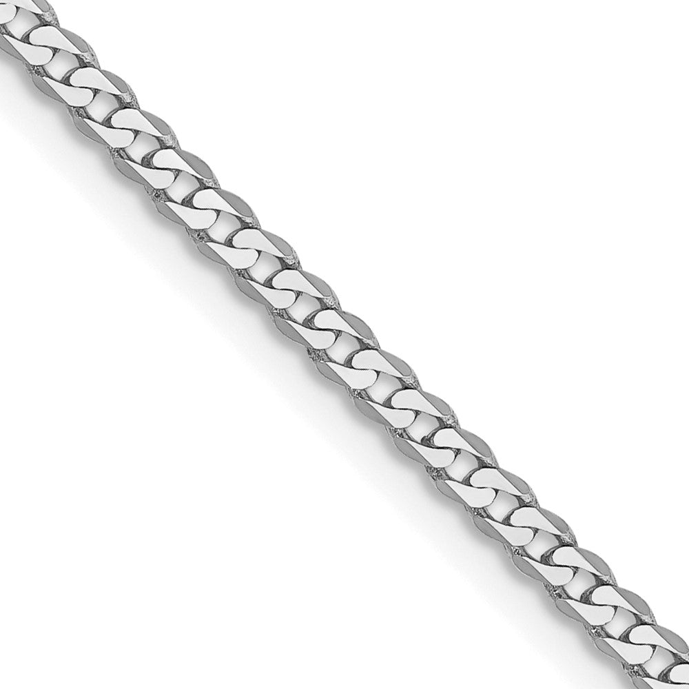 18 Inch 10K White Gold Wg 2.2mm Flat Beveled Curb Chain Necklace