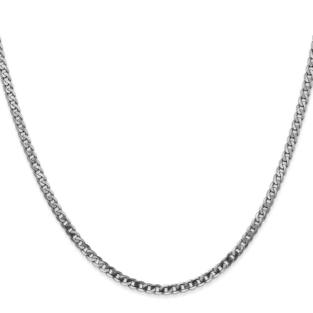 2 Inch 10K White Gold Wg 2.9mm Flat Beveled Curb Chain Necklace
