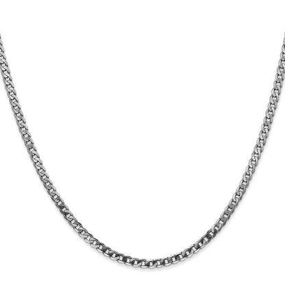 2 Inch 10K White Gold Wg 2.9mm Flat Beveled Curb Chain Necklace