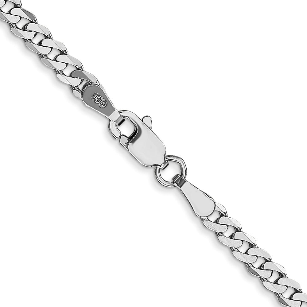 16 Inch 10K White Gold Wg 2.9mm Flat Beveled Curb Chain Necklace