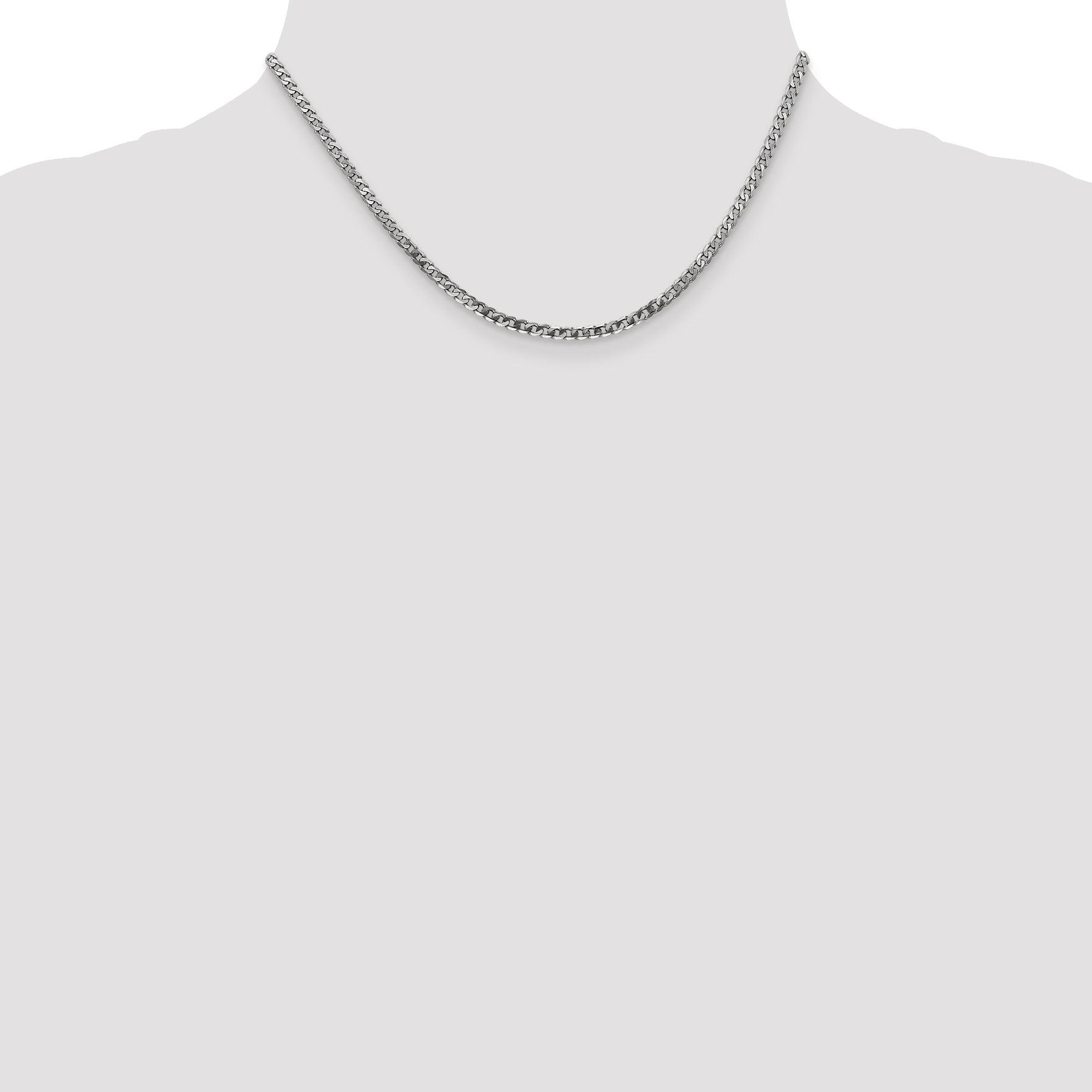 10K White Gold Wg 2.9mm Flat Beveled Curb Chain