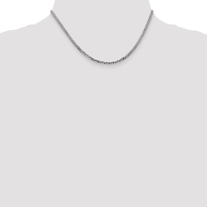 10K White Gold Wg 2.9mm Flat Beveled Curb Chain