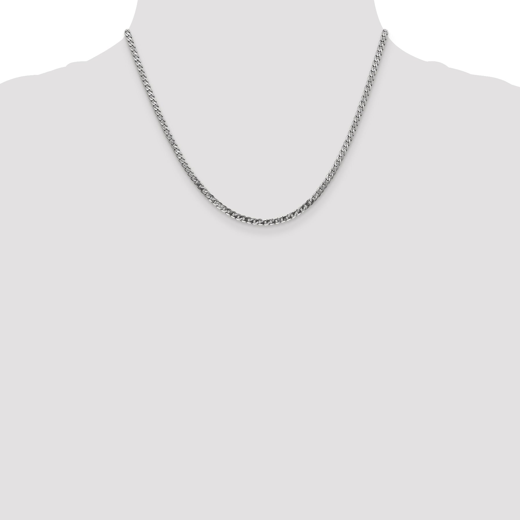 10K White Gold Wg 2.9mm Flat Beveled Curb Chain