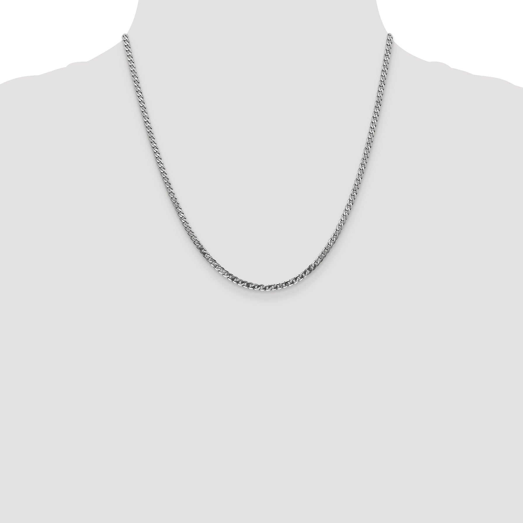 10K White Gold Wg 2.9mm Flat Beveled Curb Chain