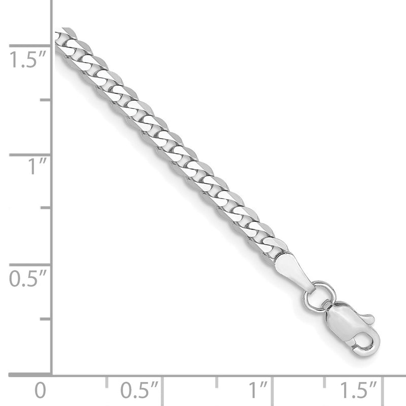 8 Inch 10K White Gold Wg 2.9mm Flat Beveled Curb Chain Bracelet