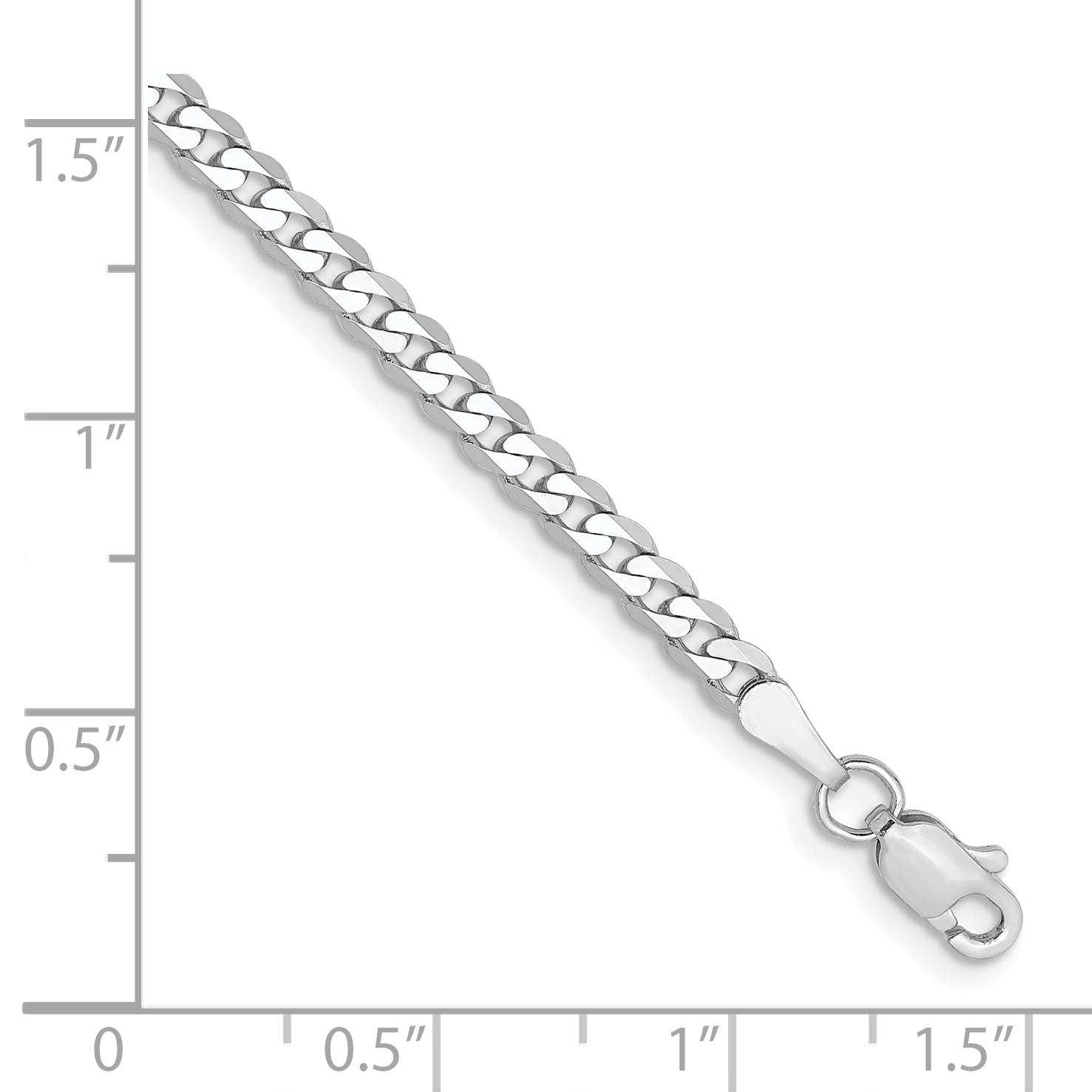 10K White Gold Wg 2.9mm Flat Beveled Curb Chain