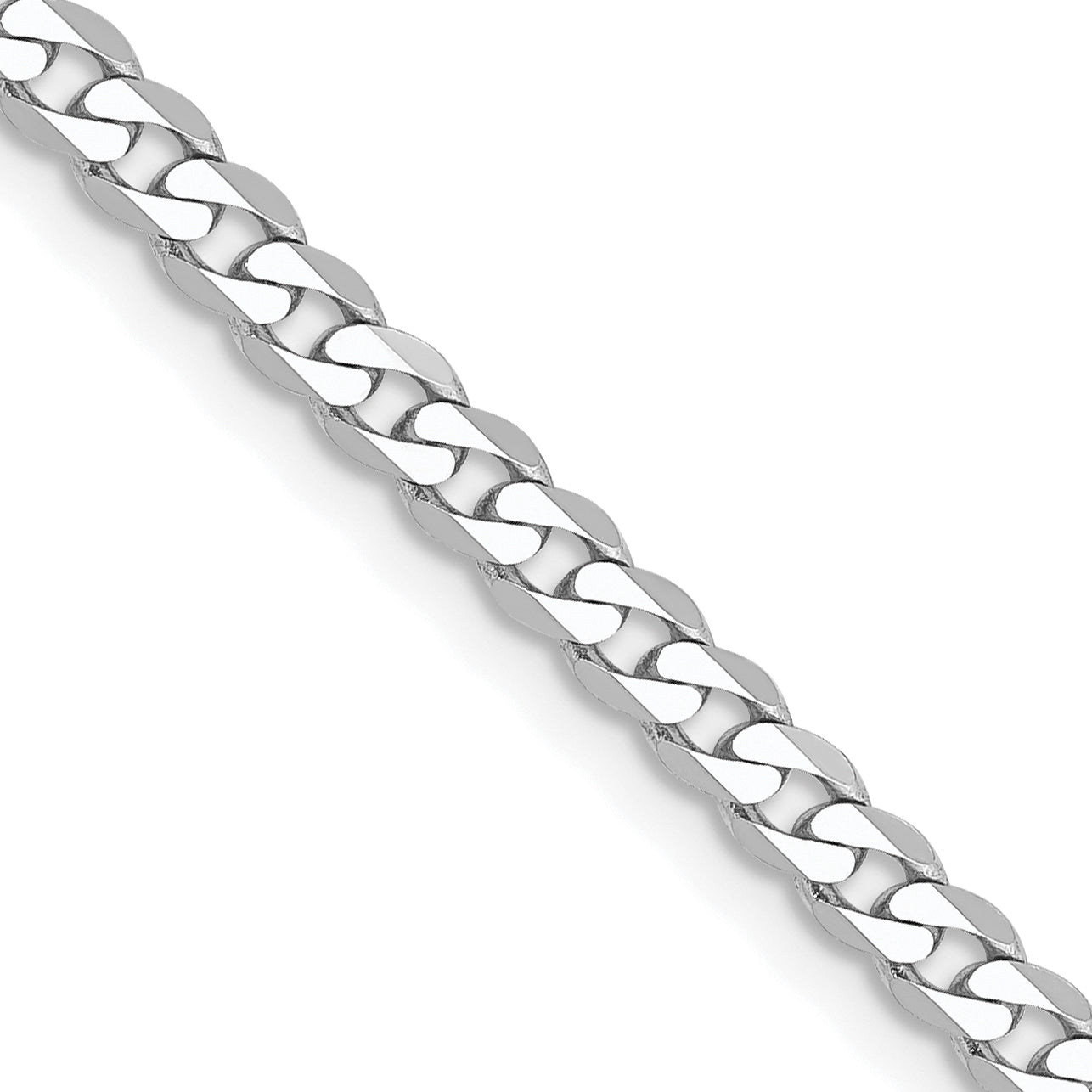 10K White Gold Wg 2.9mm Flat Beveled Curb Chain