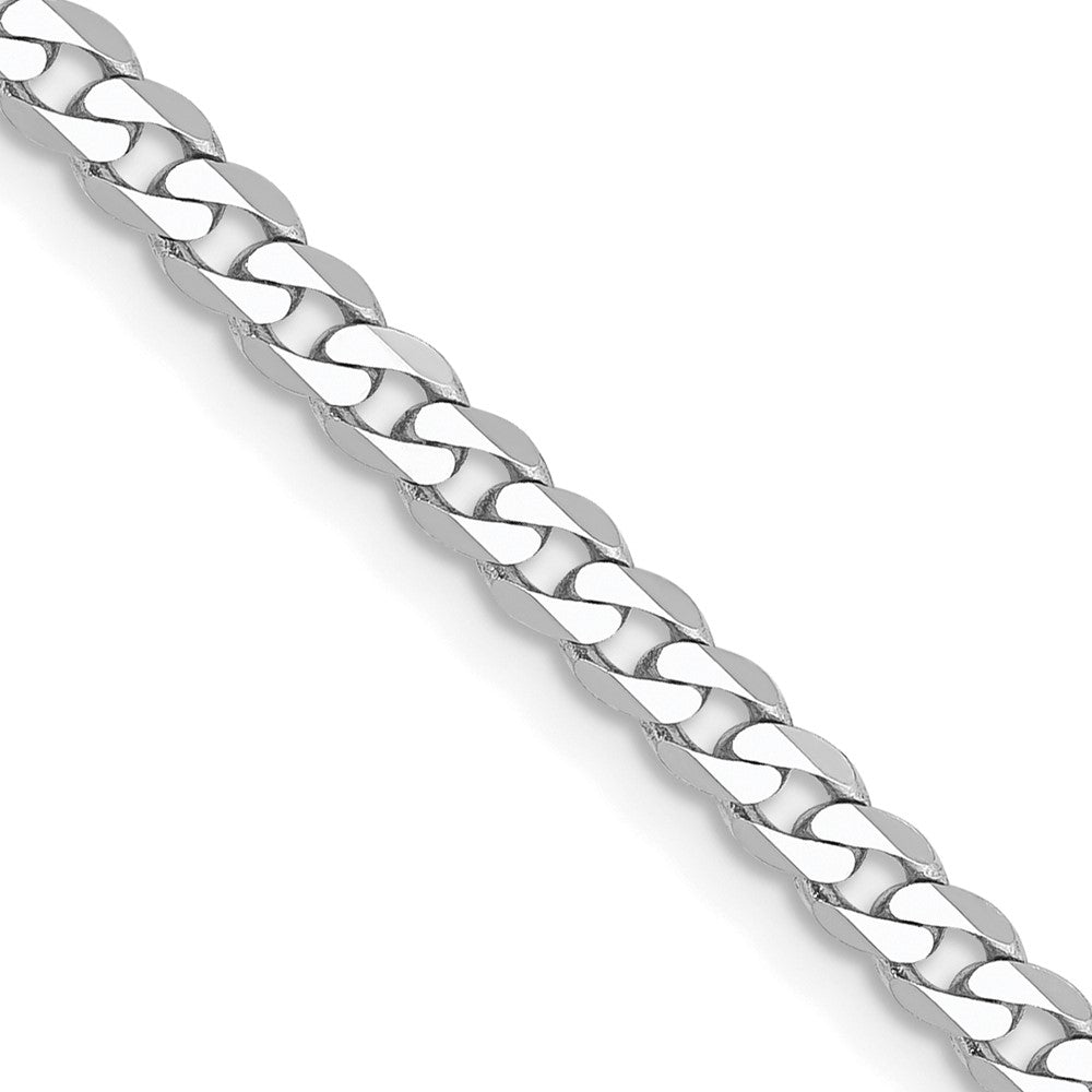 16 Inch 10K White Gold Wg 2.9mm Flat Beveled Curb Chain Necklace