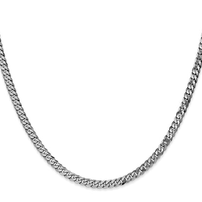 10K White Gold Wg 3.9mm Flat Beveled Curb Chain Necklace