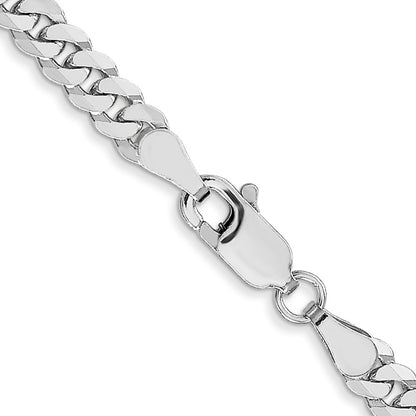 10K White Gold Wg 3.9mm Flat Beveled Curb Chain Necklace