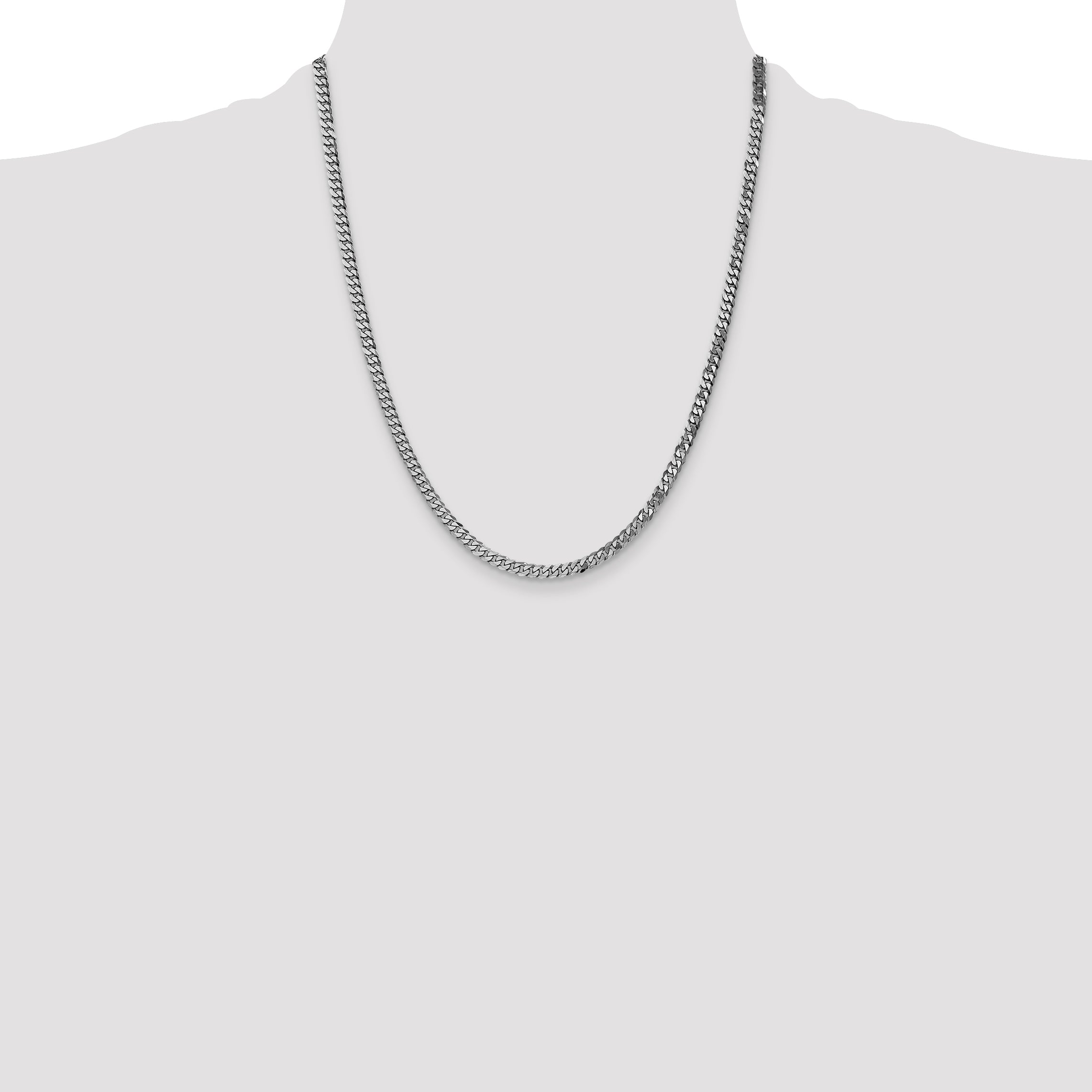 10K White Gold Wg 3.9mm Flat Beveled Curb Chain