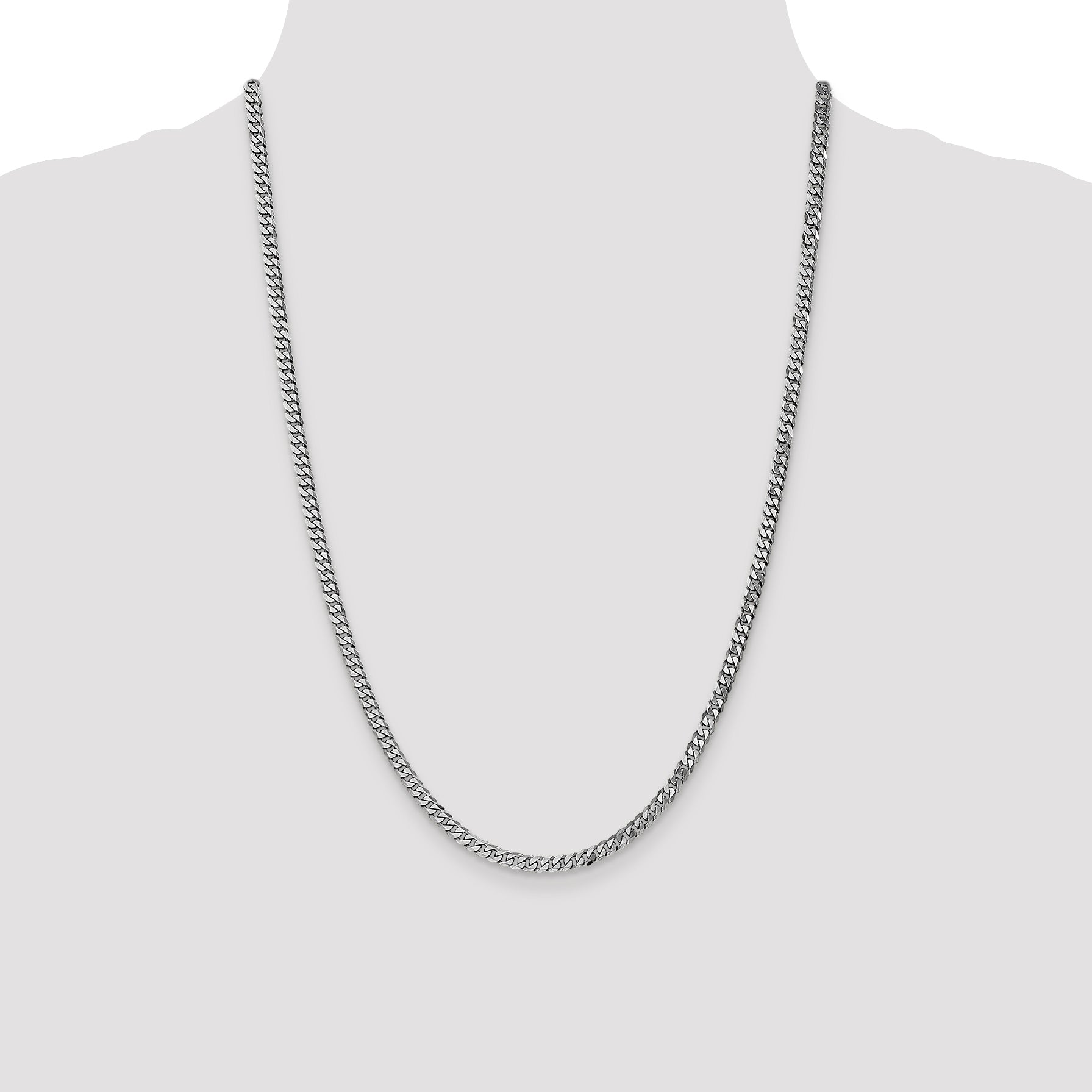 10K White Gold Wg 3.9mm Flat Beveled Curb Chain