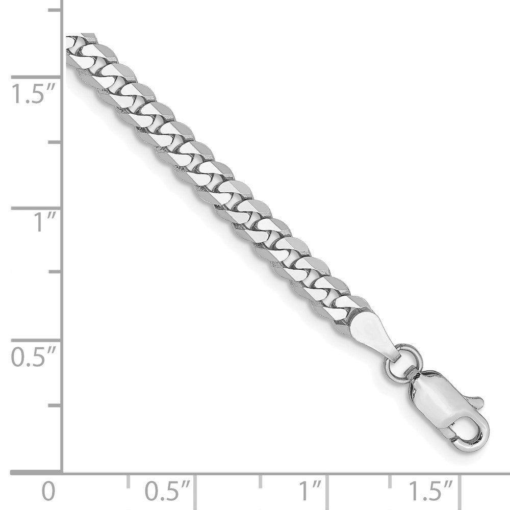 8 Inch 10K White Gold Wg 3.9mm Flat Beveled Curb Chain Bracelet