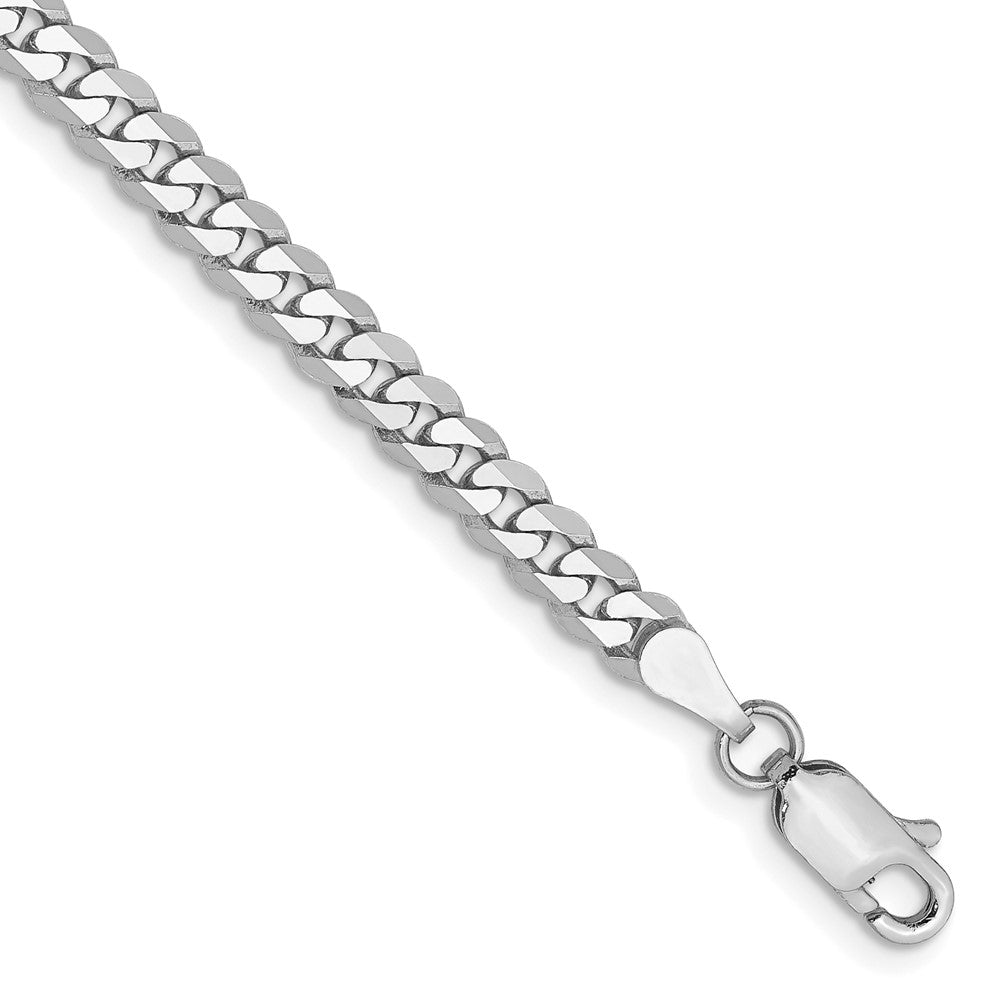 8 Inch 10K White Gold Wg 3.9mm Flat Beveled Curb Chain Bracelet