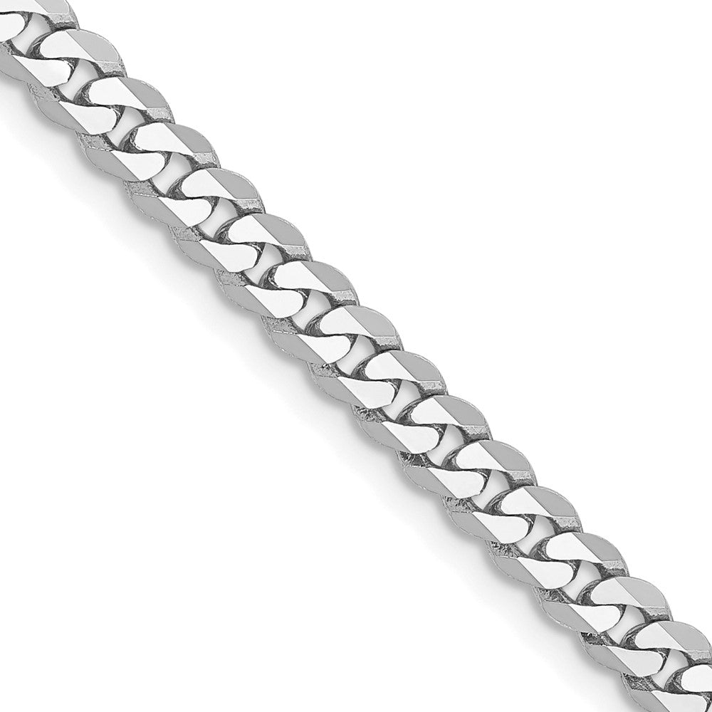 10K White Gold Wg 3.9mm Flat Beveled Curb Chain Necklace