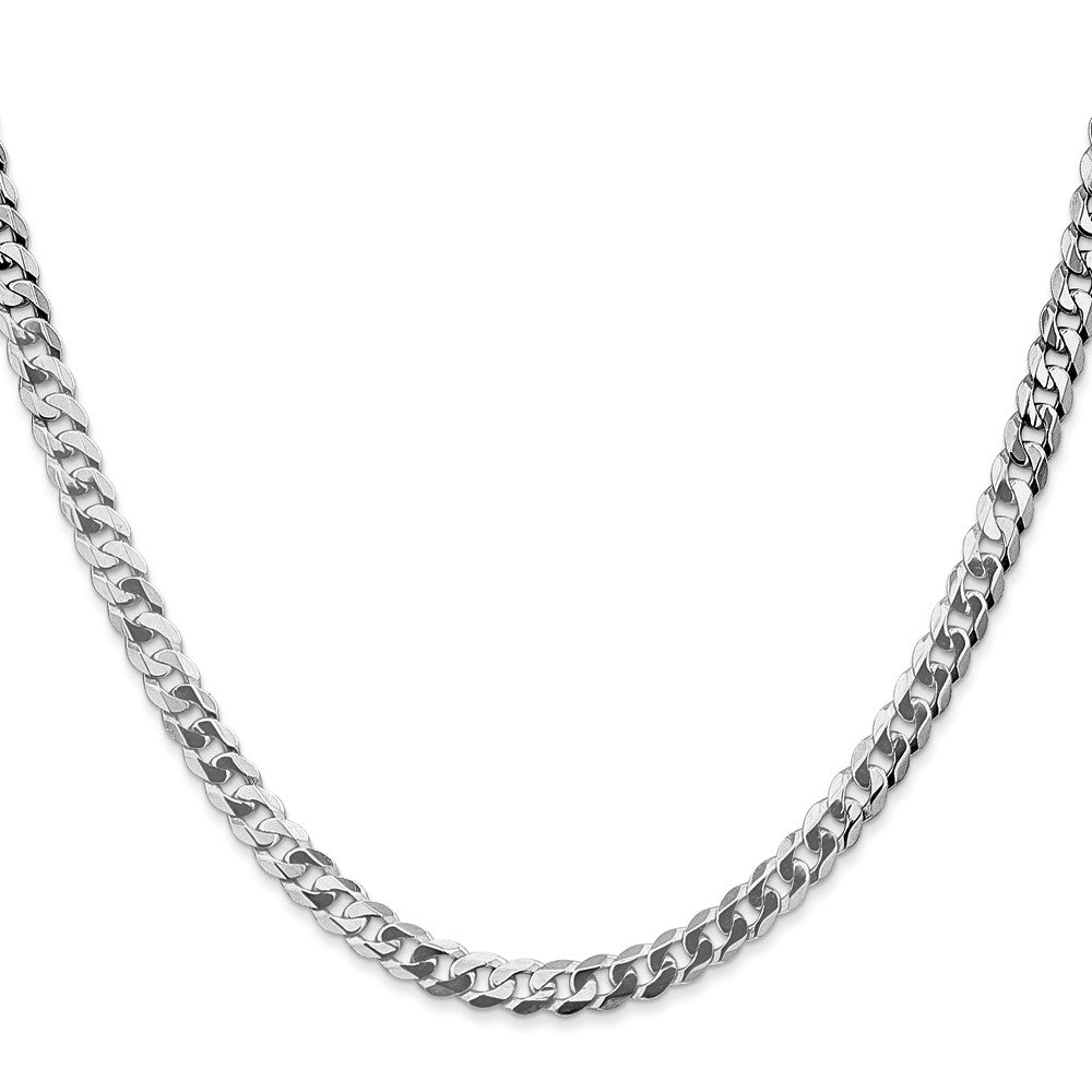 24 Inch 10K White Gold Wg 4.75mm Flat Beveled Curb Chain Necklace