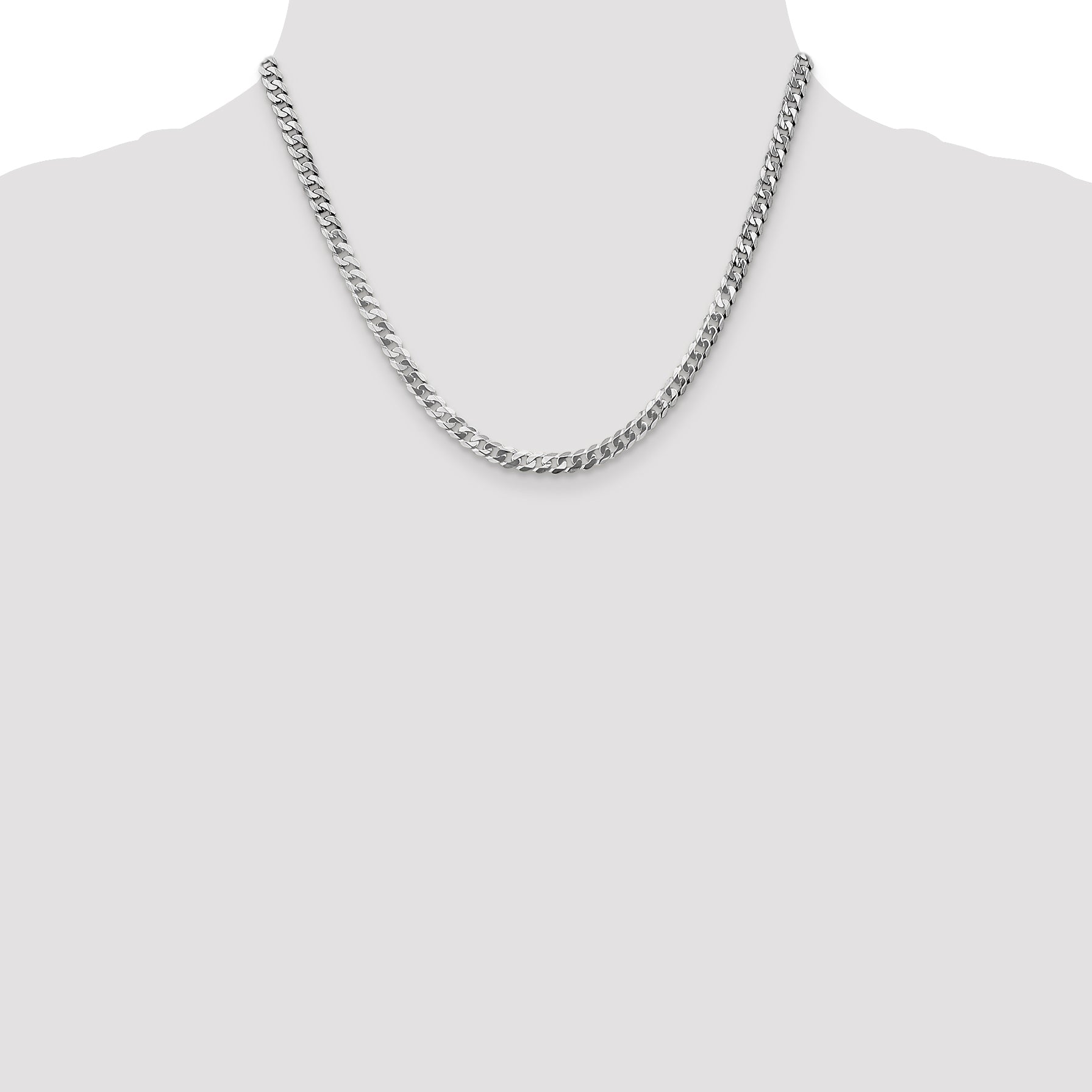 10K White Gold Wg 4.75mm Flat Beveled Curb Chain