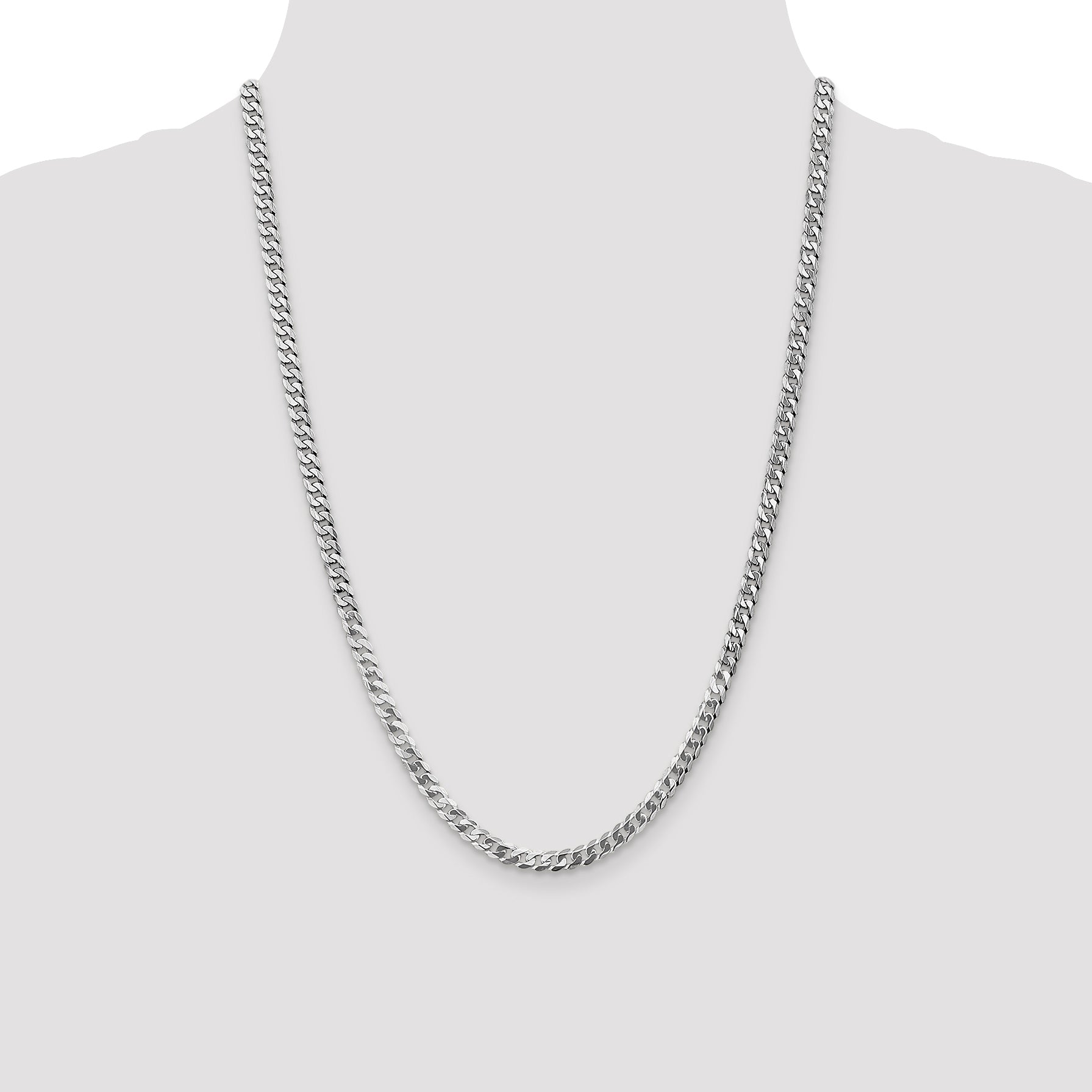 10K White Gold Wg 4.75mm Flat Beveled Curb Chain